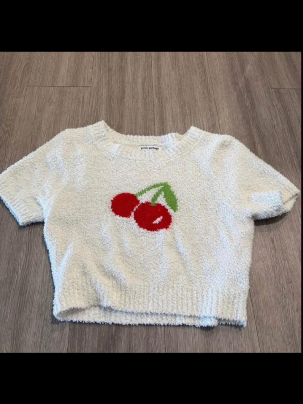 Cherry Embroidered White Sweater